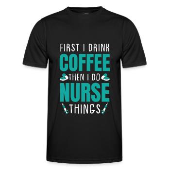 Caféine infirmière - T-shirt sport Homme - noir - Devant - AI Model Male 178 dark (178cm)