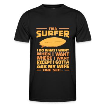 Surfer Surfen - Männer Funktions-T-Shirt - Schwarz - Vorne - AI Model Male 178 dark (178cm)