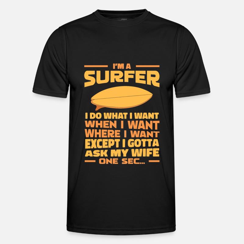 Surfer Surfen - Männer Funktions-T-Shirt - Schwarz