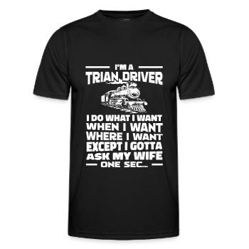 Conducteur de train Conducteur de train - T-shirt sport Homme - noir - Devant - AI Model Male 178 dark (178cm)