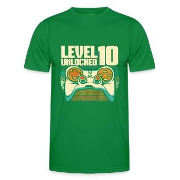 Gamer Gaming Level 10 Unlocked - Men's Functional T-Shirt - kelly green - Front - AI Model Male 178 dark (178cm)