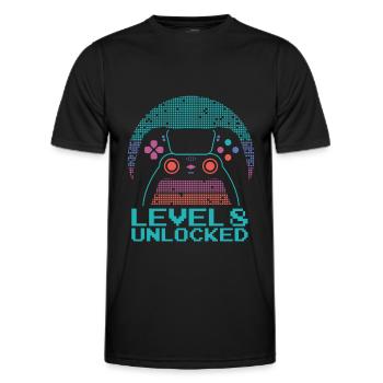Gamer Gaming Level 8 Unlocked - Men's Functional T-Shirt - black - Front - AI Model Male 178 dark (178cm)