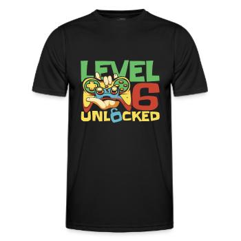 Gamer Gaming Level 6 Unlocked - Men's Functional T-Shirt - black - Front - AI Model Male 178 dark (178cm)