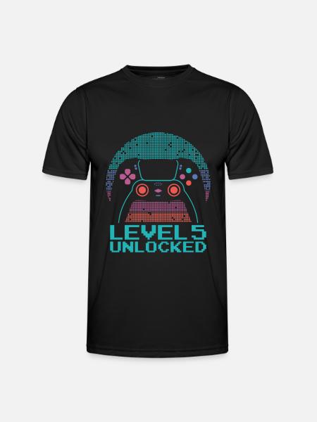 Gamer Gaming Level 5 Unlocked - Men's Functional T-Shirt - black