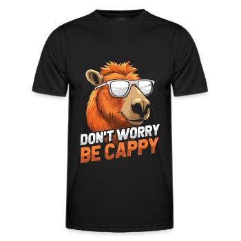Capybara Wasserschwein Dont Worry Be Cappy - Männer Funktions-T-Shirt - Schwarz - Vorne - AI Model Male 178 dark (178cm)