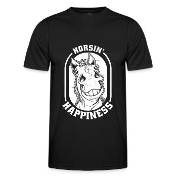 Horse Equestrian Sports - Men's Functional T-Shirt - black - Front - AI Model Male 178 dark (178cm)