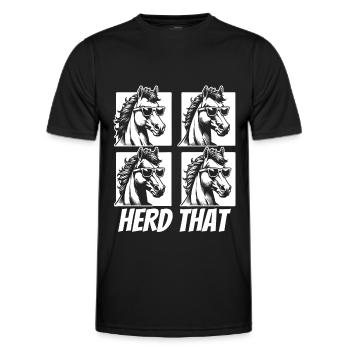 Horse Equestrian Sports - Men's Functional T-Shirt - black - Front - AI Model Male 178 dark (178cm)
