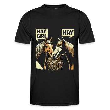 Horse Equestrian Sports - Men's Functional T-Shirt - black - Front - AI Model Male 178 dark (178cm)