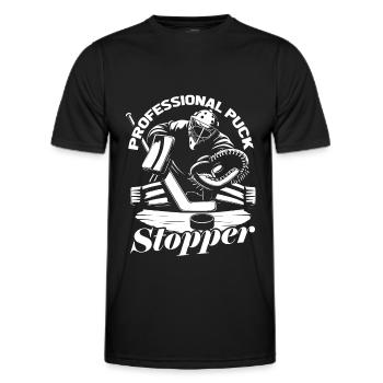 Eishockey Torwart Torwart Puck Hockey Puck - Männer Funktions-T-Shirt - Schwarz - Vorne - AI Model Male 178 dark (178cm)