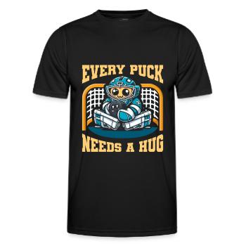 Eishockey Torwart Torwart Puck - Männer Funktions-T-Shirt - Schwarz - Vorne - AI Model Male 178 dark (178cm)