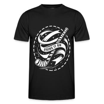 Ice Hockey Goalkeeper Hockey Stick - Men's Functional T-Shirt - black - Front - AI Model Male 178 dark (178cm)
