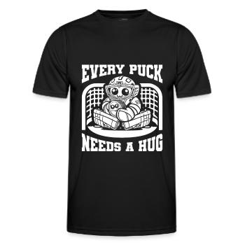 Eishockey Torwart Torwart Puck - Männer Funktions-T-Shirt - Schwarz - Vorne - AI Model Male 178 dark (178cm)