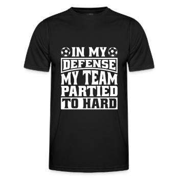 Fußballtrainer Witzig In My Defense - Männer Funktions-T-Shirt - Schwarz - Vorne - AI Model Male 178 dark (178cm)