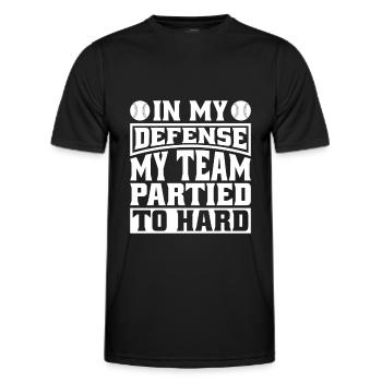 Softball Coach Trainer Witzig In My Defense - Männer Funktions-T-Shirt - Schwarz - Vorne - AI Model Male 178 dark (178cm)