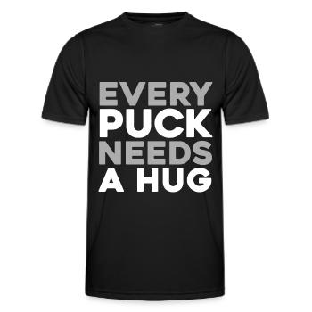 Eishockey Torwart Torwart Puck - Männer Funktions-T-Shirt - Schwarz - Vorne - AI Model Male 178 dark (178cm)