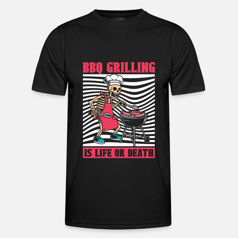 Bbq Grilling Skeleton - Men's Functional T-Shirt - black