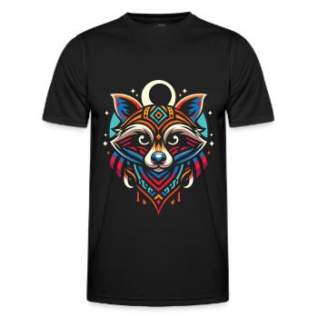 Waschbär Moon Phases - Männer Funktions-T-Shirt - Schwarz - Vorne - AI Model Male 178 dark (178cm)
