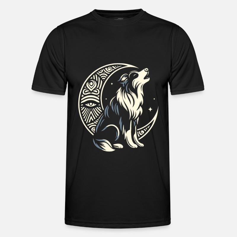 Australian Shepherd Tribal Moon - Men's Functional T-Shirt - black