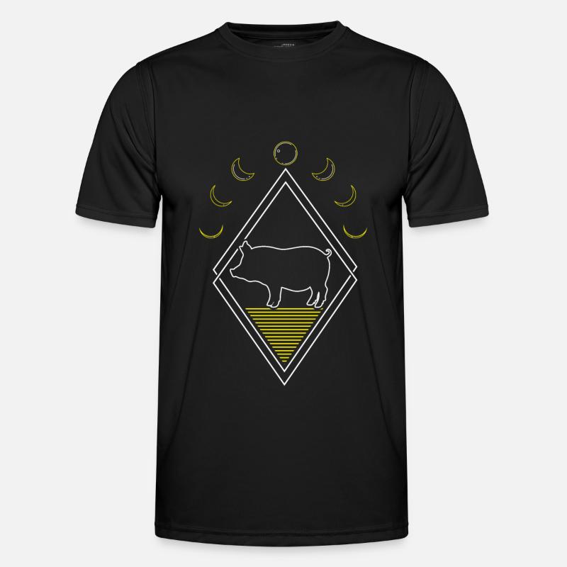 Pig Farmer Abstract Moon Phases - Men's Functional T-Shirt - black