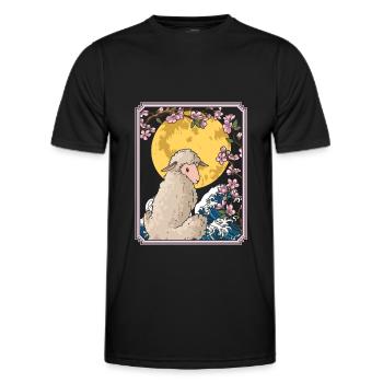 Schaf Japan Cherry Blossom Moon - Männer Funktions-T-Shirt - Schwarz - Vorne - AI Model Male 178 dark (178cm)