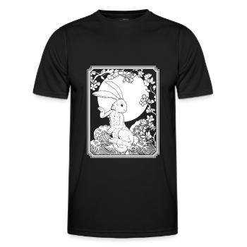 Bunny Rabbit Japan Cherry Blossom Moon - Men's Functional T-Shirt - black - Front - AI Model Male 178 dark (178cm)
