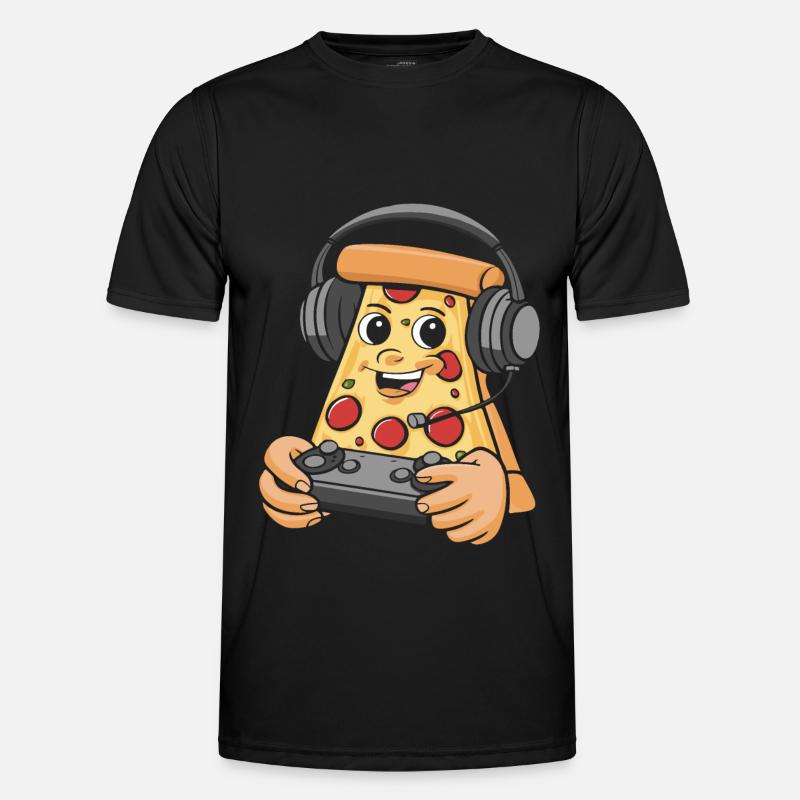 Gamer Gaming Pizza Gaming Controller - Men's Functional T-Shirt - black