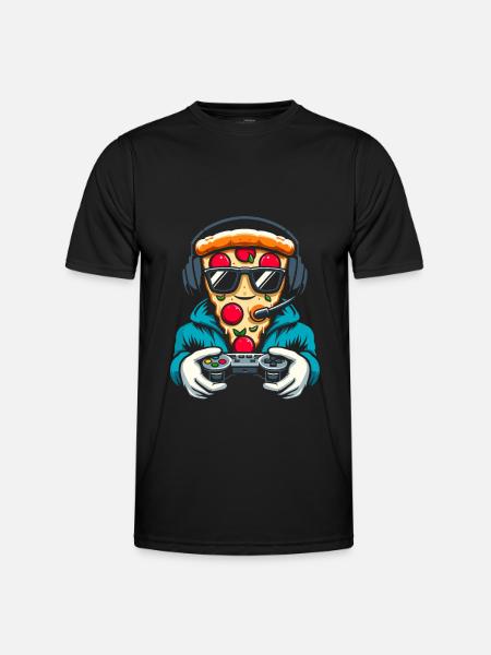 Gamer Gaming Pizza Gaming Controller - Men's Functional T-Shirt - black