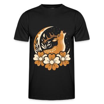 Deer Wild Floral Moon - Men's Functional T-Shirt - black - Front - AI Model Male 178 dark (178cm)