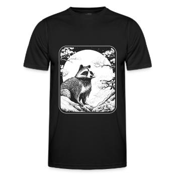 Waschbär Japan Cherry Blossom Moon - Männer Funktions-T-Shirt - Schwarz - Vorne - AI Model Male 178 dark (178cm)