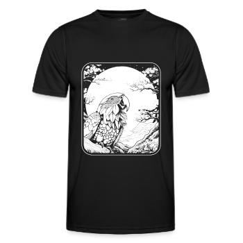 Papagei Japan Cherry Blossom Moon - Männer Funktions-T-Shirt - Schwarz - Vorne - AI Model Male 178 dark (178cm)