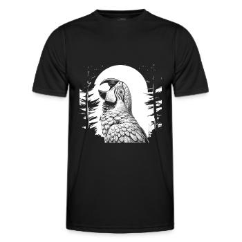 Parrot Moon Howling - Men's Functional T-Shirt - black - Front - AI Model Male 178 dark (178cm)