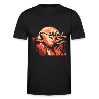 Deer Moon Howling - Men's Functional T-Shirt - black - Front - AI Model Male 178 dark (178cm)