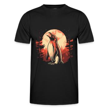 Pingouin Lune Hurlement - T-shirt sport Homme - noir - Devant - AI Model Male 178 dark (178cm)