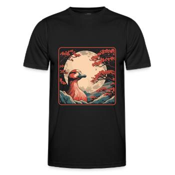 Ente Japan Cherry Blossom Moon - Männer Funktions-T-Shirt - Schwarz - Vorne - AI Model Male 178 dark (178cm)