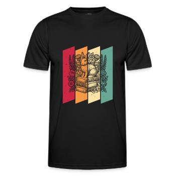 Hase Kaninchen Blumenbuchleser - Männer Funktions-T-Shirt - Schwarz - Vorne - AI Model Male 178 dark (178cm)