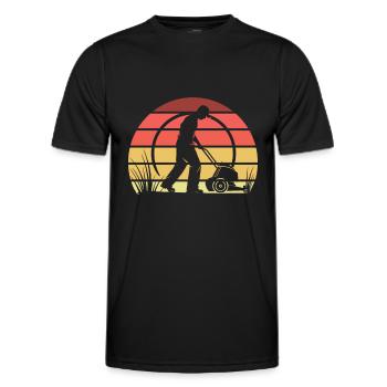 Lawn mower mowing - Men's Functional T-Shirt - black - Front - AI Model Male 178 dark (178cm)