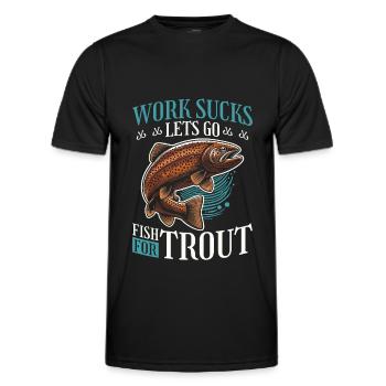 Pêcheur de truite - T-shirt sport Homme - noir - Devant - AI Model Male 178 dark (178cm)