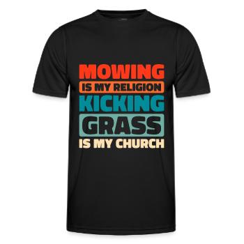 Lawn mower mowing - Men's Functional T-Shirt - black - Front - AI Model Male 178 dark (178cm)