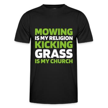 Lawn mower mowing - Men's Functional T-Shirt - black - Front - AI Model Male 178 dark (178cm)