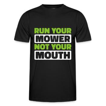 Lawn mower mowing - Men's Functional T-Shirt - black - Front - AI Model Male 178 dark (178cm)