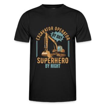 Opérateur d’excavatrice - T-shirt sport Homme - noir - Devant - AI Model Male 178 dark (178cm)