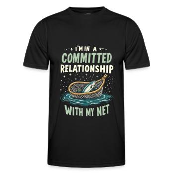 Netzfischen Angeln - Männer Funktions-T-Shirt - Schwarz - Vorne - AI Model Male 178 dark (178cm)