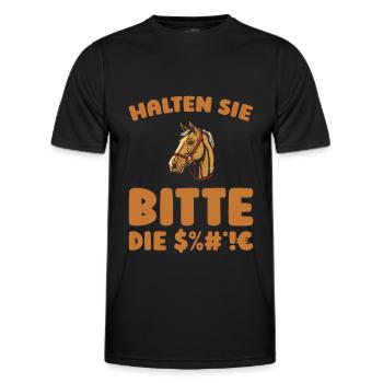 Horse Equestrian Please keep your mouth shut - Men's Functional T-Shirt - black - Front - AI Model Male 178 dark (178cm)