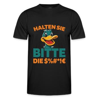 Ente Halten Sie Bitte Die Fresse - Männer Funktions-T-Shirt - Schwarz - Vorne - AI Model Male 178 dark (178cm)