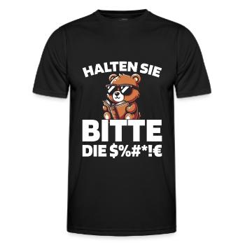 Bear Brown Bear Please keep your mouth shut - Men's Functional T-Shirt - black - Front - AI Model Male 178 dark (178cm)