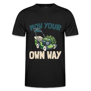 Lawn mower mowing - Men's Functional T-Shirt - black - Front - AI Model Male 178 dark (178cm)