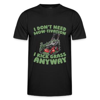 Lawn mower mowing - Men's Functional T-Shirt - black - Front - AI Model Male 178 dark (178cm)
