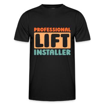 Installateur d’ascenseur - T-shirt sport Homme - noir - Devant - AI Model Male 178 dark (178cm)