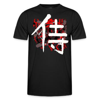 Samurai ( Japanisch ) / Kanji Schriftzeichen - Männer Funktions-T-Shirt - Schwarz - Vorne - AI Model Male 178 dark (178cm)