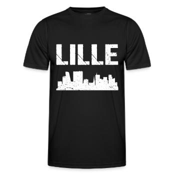 Lille Skyline Frankreich Stadt Lille - Männer Funktions-T-Shirt - Schwarz - Vorne - AI Model Male 178 dark (178cm)